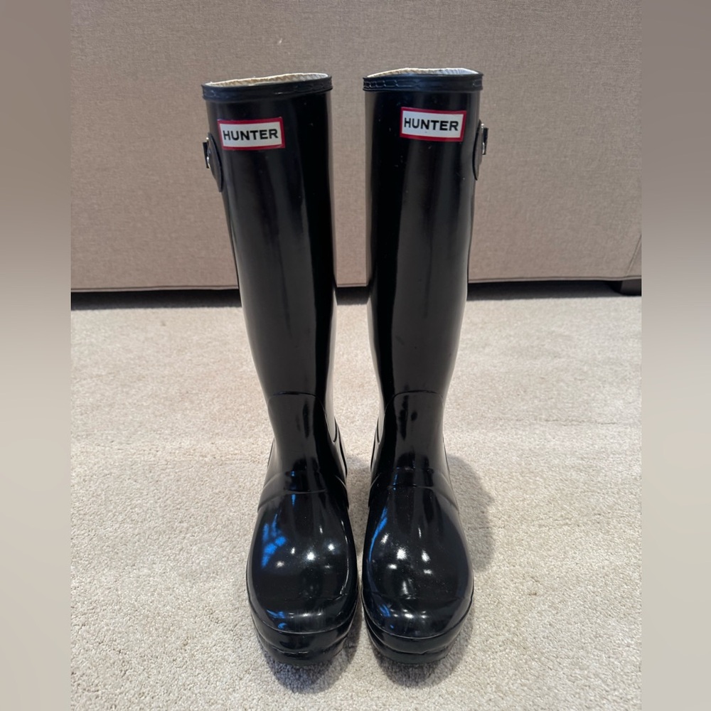 Hunter Glossy Black Rain Boots